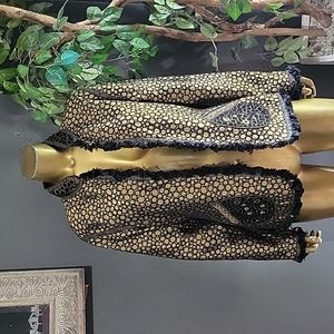 VintageYak Magik Gold & Black Elegant Reversible Open Blazer Jacket Size L